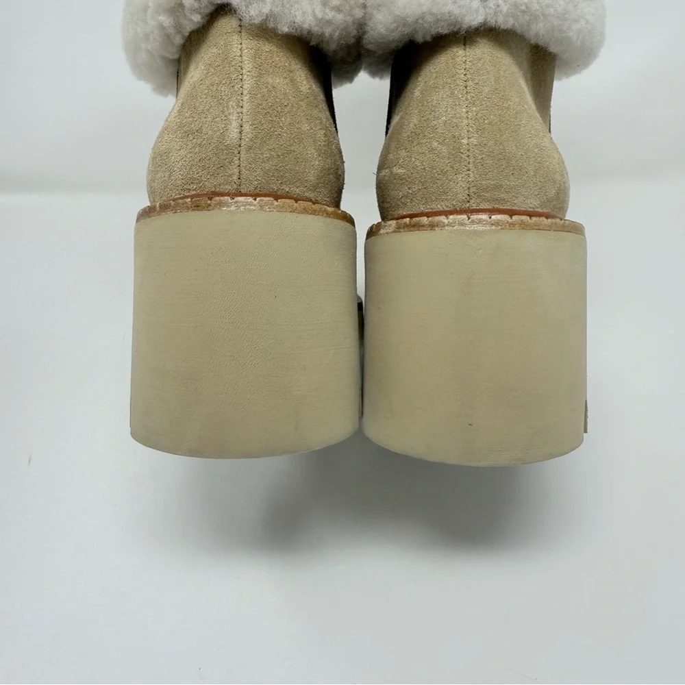 New Pedro Garcia Zarela Suede Shearling Ankle Booties Sz 8